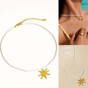 Iridessa 18K Gold Non-Tarnish Sun Beaded Necklace